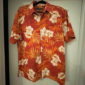Vintage HAWAIIN shirt men's size L, short sleeve  SILK blend, button down.